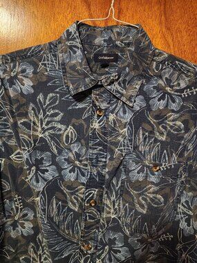Men's Small Croft & Barrow Blue Floral Hawaiian Short Sleeve Shirt
